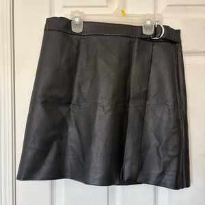 Ted Baker Black Leather Mini Skirt